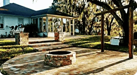 outdoor space with firepit